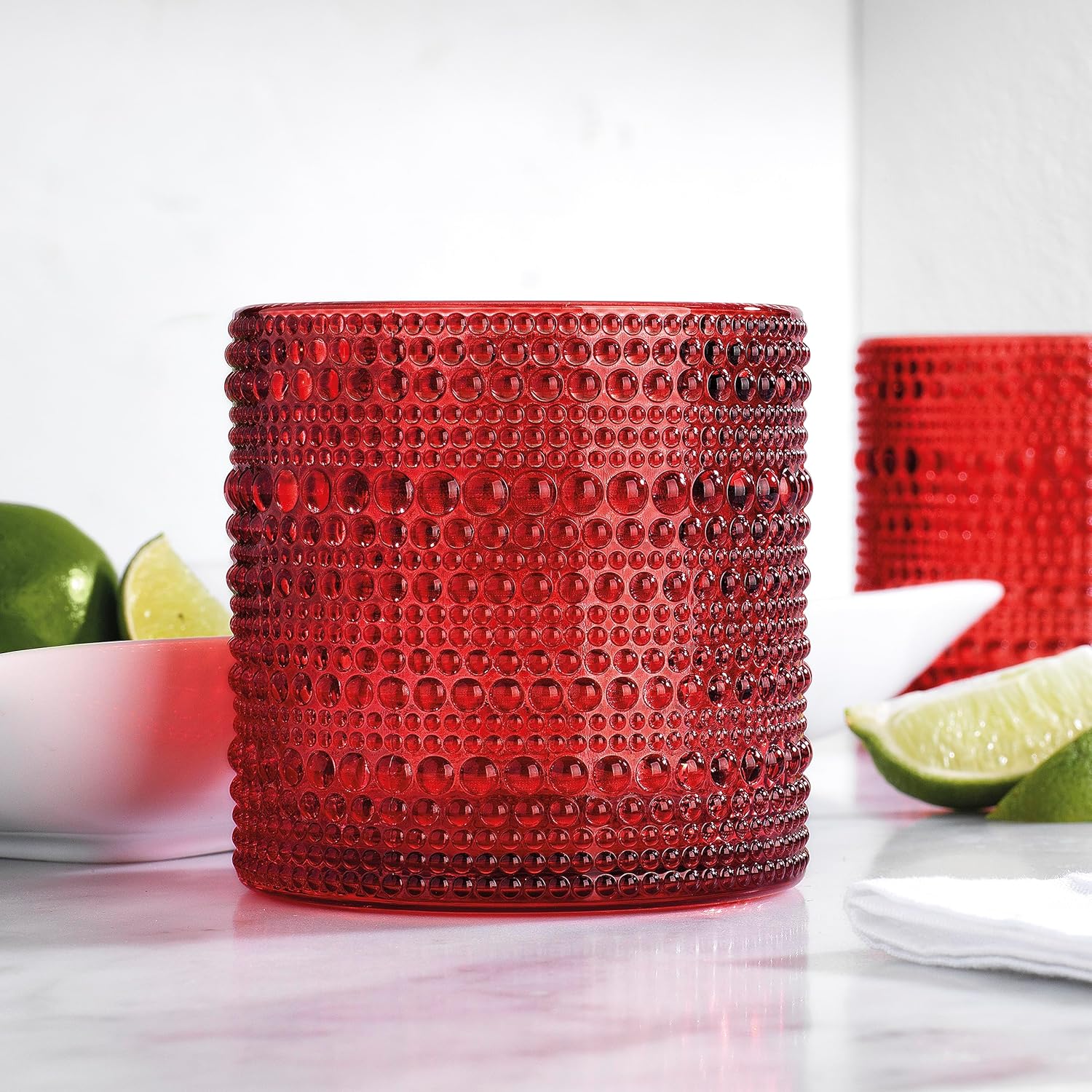 The Borrow Bar - Set of Four Rocks Glasses - Red